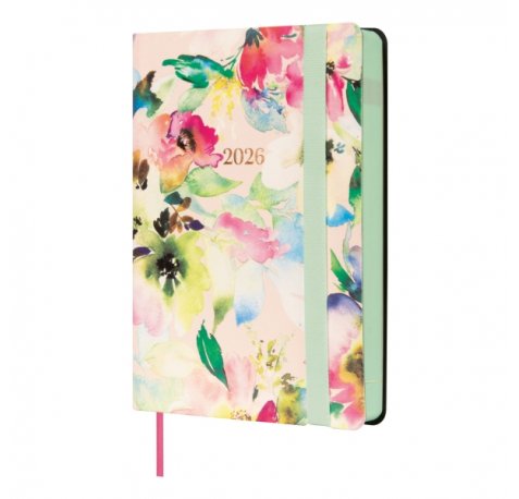 Finocam Flexi Joy Agenda - Anual 2026 - Tapa Blanda - Formato F4 - 120x23x172mm - 1 Dia por Pagina - Tematica de Flores