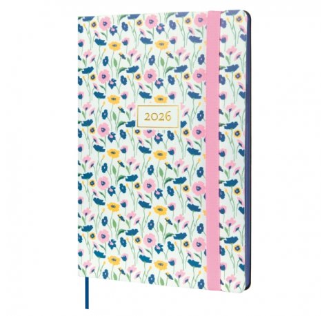 Finocam Flexi Joy Agenda - Anual 2026 - Tapa Blanda - Formato FA5 - 151x23x214mm - 1 Dia por Pagina - Tematica de Flores