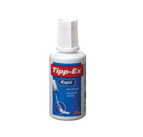 Tipp-Ex Rapid Liquido Corrector 20ml - Formula de Secado Rapido - Aplicador de Espuma (10 uds)