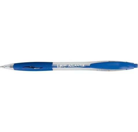 Bic Atlantis Classic Boligrafo Retractil - Punta de 1mm - Cuerpo Transparente con Grip - Color Azul (12 uds)