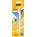 Bic 4 Colours Fun Boligrafo de Bola Retractil - Punta Media de 1.0mm - Tinta con Base de Aceite - Tinta de Colores: Rosa, Morado, Turquesa y Verde Lima