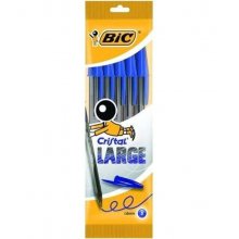 Bic Cristal Large Pack de 5 Boligrafos de Bola - Punta Redonda de 1.6mm - Trazo 0.6mm - Tinta con Base de Aceite - Color Azul Bic Cristal Large Pack de 5 Boligrafos de Bola - Punta Redonda de 1.6mm - Trazo 0.6mm - Tinta con Base de Aceite - Color Azul