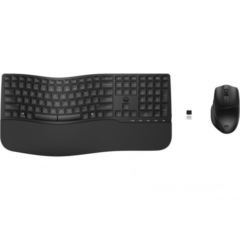 HP 685 Combo Teclado y Raton Inalambricos -Bluetooth 5.3 + 2.4GHz - ReposamuÃ±ecas y 3 Angulos de Inclinacion - Tecla Copilot - Raton Optico Multiâ??Superficie 4000 DPI - Rueda 4D - Color Negro