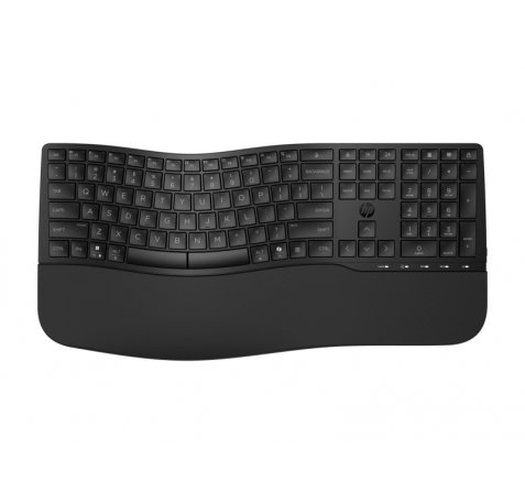 HP 685 Teclado Inalambrico Ergonomico Dualâ??Mode - Bluetooth 5.3 + 2.4GHz - ReposamuÃ±ecas Acolchado - 23 Teclas Programables - 3 Posiciones de Inclinacion - Teclas Silenciosas de Bajo Perfil - Autonomia hasta 36 Meses - Color Negro