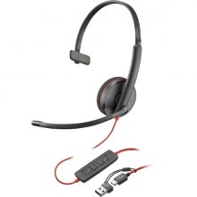 HP Poly Blackwire 3210 USB-C/USB-A Auricular Monoaural con Microfono - Almohadilla Acolchada - Controles en Cable