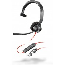 HP Poly Blackwire 3310 USB-C Auricular Monoaural con Microfono - Almohadilla Acolchada - Controles en Cable - Incluye Adaptador a USB-A - Color Negro
