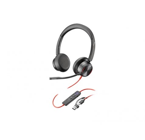 HP Poly Blackwire 8225 Auriculares con Microfono - Cancelacion de Ruido - USB-C/A -  ANC Hibrida Avanzada - Controles en Cable