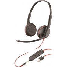 HP Poly Blackwire 3225 Auriculares con Microfono USB/Jack 3.5mm - Almohadillas Acolchadas - Controles en Cable - Color Negro