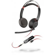 HP Poly Blackwire 5220 USB-C Auriculares con Microfono - Cancelacion de Ruido - Diadema Metalica Acolchada - Almohadillas de Piel Sintetica - Controles en Cable
