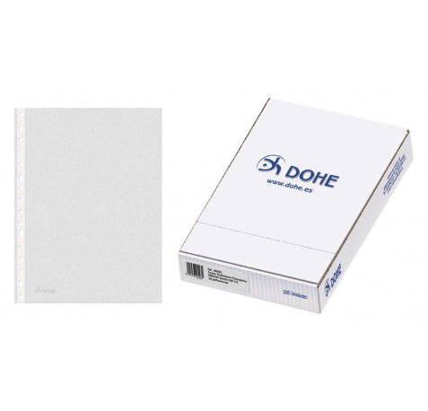 Dohe Caja de 100 Fundas Multitaladro Premium 80 Micras - Formato A4 - 16 Perforaciones - Transparentes