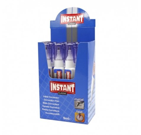 Instant Classic Boligrafo Corrector 9ml - Correccion Precisa, Limpia y Facil - Secado Rapido - Valvula de Control (12 uds)