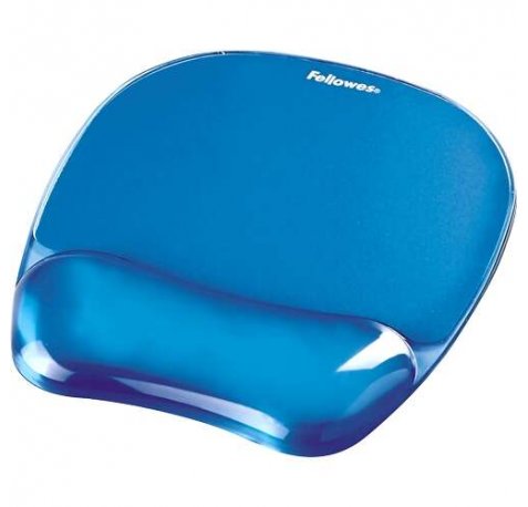 Fellowes Crystal Alfombrilla con Reposamuñecas de Gel - Resistente a las Manchas - 20x23cm - Color Azul