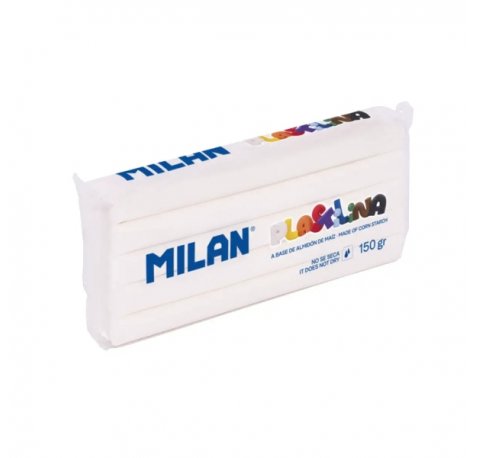 Milan Barra de Plastilina de 150gr - Base de Almidon de Maiz - Sin Gluten - Mezclables - Color Blanco
