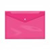 Dohe Sobre con Cierre de Broche - Tamaño Folio Plus Apaisado - Polipropileno Cristal Transparente 150 Micras - Color Rosa