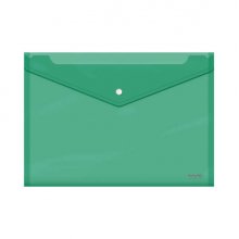 Dohe Sobre con Cierre de Broche - Tamaño Folio Plus Apaisado - Polipropileno Cristal Transparente 150 Micras - Color Verde