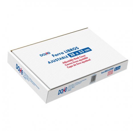 Dohe Caja de 100 Cubiertas Protectoras de Libros - Solapa Adhesiva Reposicionable - Tamaño 28x53cm - Material PVC 120 micras
