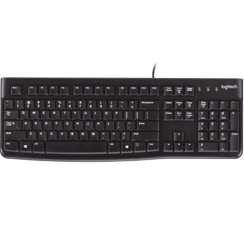 Logitech K120 Teclado USB - Resistente a Salpicaduras - Cable de 1.50m - Color Negro