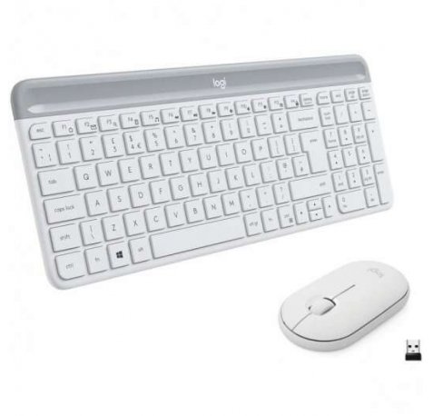 Logitech MK470 Slim Pack Inalambrico USB Teclado 12 Teclas FN + Raton 1000dpi - 3 Botones - Ultafinos - Silenciosos - Uso Ambidiestro - Color Blanco