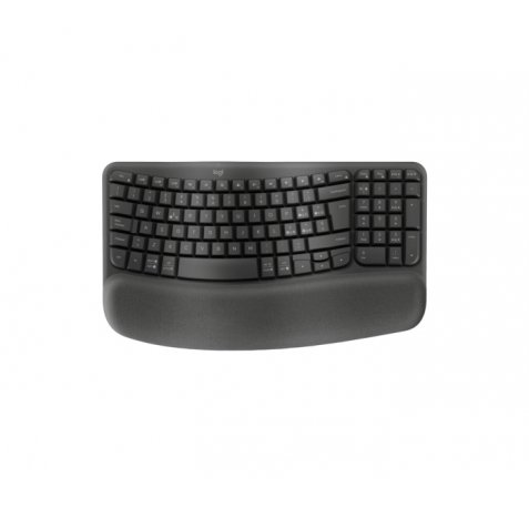 Logitech Wave Keys Teclado Inalambrico Ondulado - Indicadores Luminosos - Patas Ajustables - Autonomia hasta 36 Meses - Reposa MuÃ±ecas Acolchado