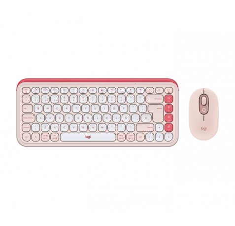 Logitech Pop Icon Combo Pack Inalambrico Teclado Multimedia + Raton - Bluetooth - Autonomia Teclado 36 Meses - Raton 24 Meses - Color Rosa y Blanco