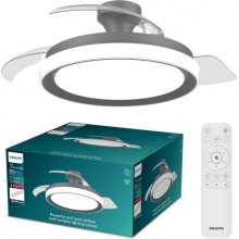 Philips Bliss DC Fan Ceiling Ventilador de Techo con Luz LED Hasta 6500K - Aspas Retractiles - 35W Ventilador + 28W Luz - Mando a Distancia - Color Negro