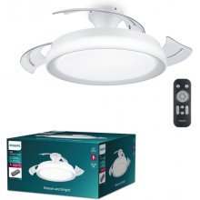Philips Bliss DC Fan Ceiling Ventilador de Techo con Luz LED Hasta 6500K - Aspas Retractiles - 35W Ventilador + 28W Luz - Sparkle -  Mando a Distancia - Color Blanco