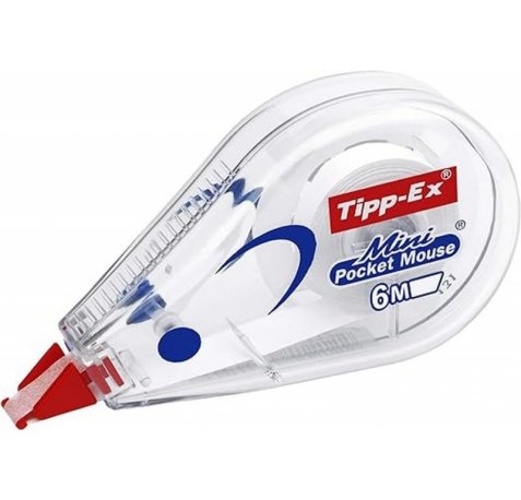 Tipp-Ex Mini Pocket Mouse Cinta Correctora 5mm x 6m - Escritura Instantanea - Carcasa Transparente (10 uds)