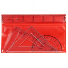 Safta Pack de 4 Reglas - Regla de 30cm - Escuadra de 25cm - Cartabon de 25cm - Semicirculo de 15cm - Color Transparente