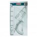 Safta Pack de 4 Reglas - Regla de 30cm - Escuadra de 25cm - Cartabon de 25cm - Semicirculo Transportador de Angulos - Biselado - Color Transparente