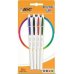 Bic Cristal Up Pack de 4 Boligrafos de Bola - Punta Redonda de 1.2mm - Trazo 0.6mm - Tinta con Base de Aceite - Cuerpo Blanco - Colores Surtidos