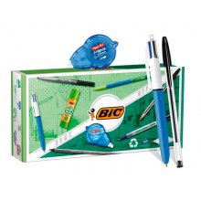 Bic Office ECOlutions Pack de Oficina 9 Piezas - Boligrafos + Portaminas + Lapiz + Rotulador + Pegamento Barra y Cinta Correctora