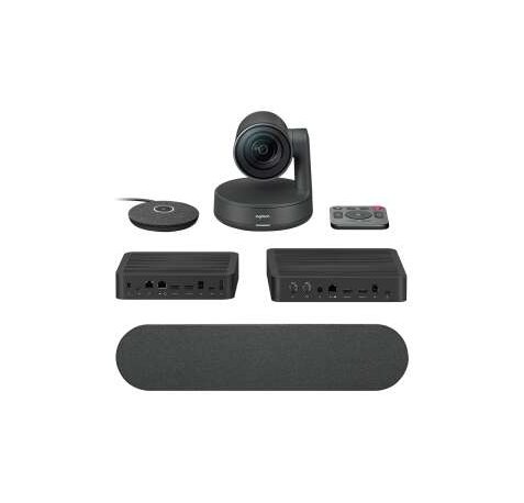 Logitech Rally Kit de Videoconferencias Camara PTZ Ultra HD 4K USB-C 3.0 - Altavoz con Cancelacion de Eco - Microfono con Alcance hasta 4.5m - Hub de Pantalla y Hub de Sobremesa - Mando a Distancia - Color Negro