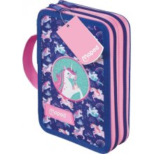 Maped Unicornio Estuche de 2 Pisos con 38 Articulos: Goma de Borrar, Sacapuntas, Lapiz de Grafito HB, 2 Boligrafos, Regla, 18 Lapices de Colores, 12 Rotuladores, Tijeras y Subrayador