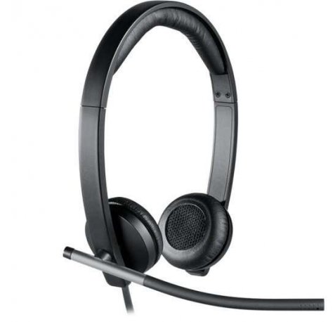 Logitech H650E Auriculares con Microfono USB - Microfono Plegable - Almohadillas Acolchadas - Controles en Cable - Color Negro