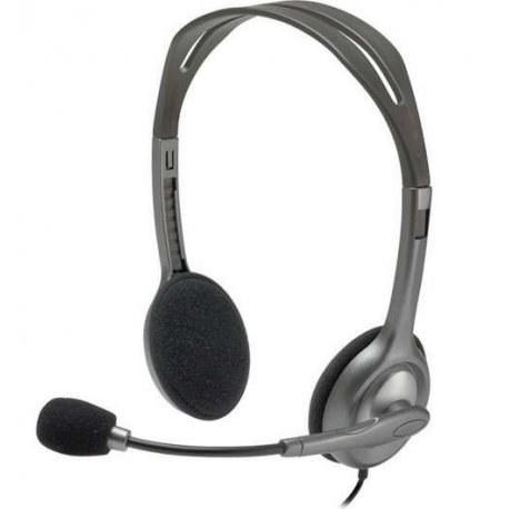 Logitech H111 Auriculares Estereo con Microfono - Microfono Giratorio - Diadema ajustable - Jack 3.5mm - Cable de 1.80m - Color Gris