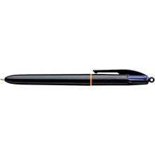 Bic 4 Colours Pro Boligrafo de Bola Retractil - Punta de 1mm - Trazo de 0.4mm - Tinta con Base de Aceite - Cuerpo Negro - 4 Colores (12 uds)