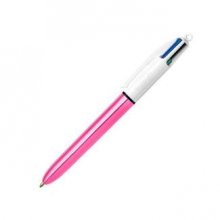 Bic 4 Colours Shine Boligrafo de Bola Retractil - Punta de 1mm - Trazo de 0.4mm - Tinta con Base de Aceite - Cuerpo Rosa Metalizado/Blanco - 4 Colores (12 uds)