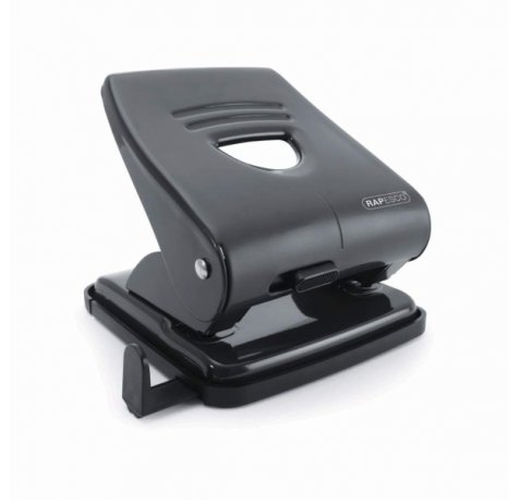 Rapesco 827 Taladro Perforador Metalico - Hasta 27 Hojas - Marcas de Formato - Sistema de Bloqueo - Color Negro