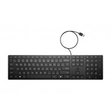 HP 320K Teclado USB - Teclas Silenciosas de Bajo Perfil 2.0 mm - Tecla Copilot IA - LED de Bloq Mayus/Bloq Num - Inclinacion Ajustable 0â??6Â° - Fabricado con 75% Plastico Reciclado - Color Negro