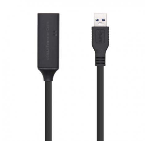 Aisens Cable USB 3.0 Prolongador con Amplicador y Alim - Tipo A/M-A/H - 15m - Color Negro