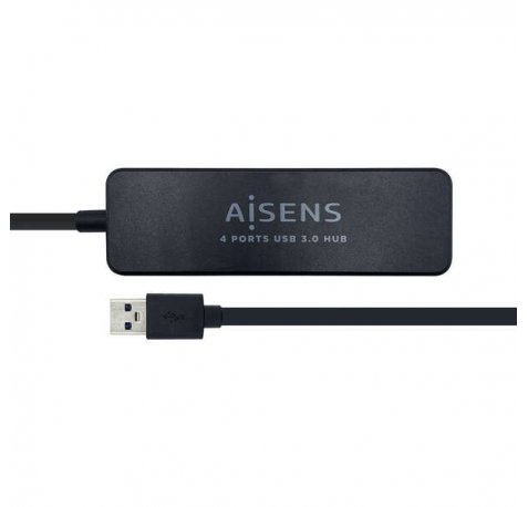 Aisens HUB USB 3.0 - Tipo A Macho a 4xTipo A Hembra - 30cm - Color Negro