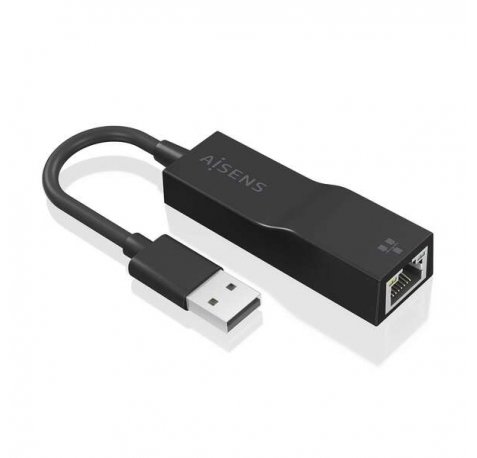Aisens Conversor USB 3.0 a Ethernet Gigabit 10/100/1000 Mbps - 15cm - Color Negro