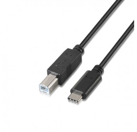 Aisens Cable USB 2.0 Impresora 3A - Tipo USB-C/M-B Macho - 2.0m - Color Negro