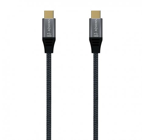 Aisens Cable USB 2.0 Aluminio 5A 100W E-MARK - USB-C/M-USB-C/M - 1.0M - Color Gris