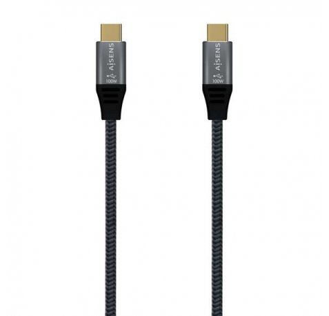 Aisens Cable USB 3.2 Gen2x2 Aluminio 20Gbps 8K@30Hz 5A 100W E-Mark, Tipo USB-C/M-USB-C/M - 0.6m - Color Gris