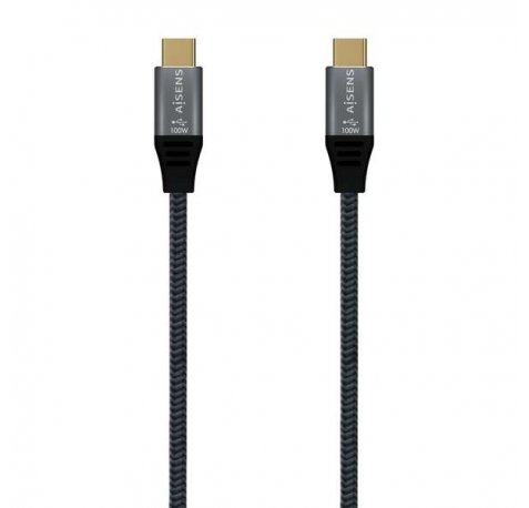 Aisens Cable USB 3.2 Gen2x2 Aluminio 20Gbps 8K@30Hz 5A 100W E-Mark, Tipo USB-C/M-USB-C/M - 1.5m - Color Gris