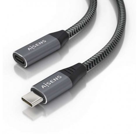 Aisens Cable USB 3.2 GEN2x2 Aluminio 20Gbps 8K@30Hz 5A 100W - Tipo USB-C/M-USB-C/H - 1.5m - Color Gris