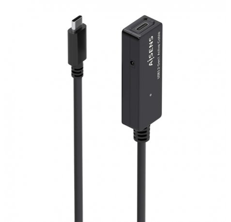 Aisens Cable USB 3.2 Gen1x1 Prolongador con Amplificador - USB-C/M-USB-C/H - 10m - Color Negro