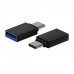Aisens Mini Adaptador Aluminio USB 3.2 GEN1 3A - Tipo USB-C/M-A/H - Color Negro