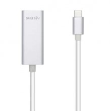 Aisens Conversor USB3.1 Gen1 USB-C a Ethernet Gigabit 10/100/1000 Mbps - 15cm - Color Plata